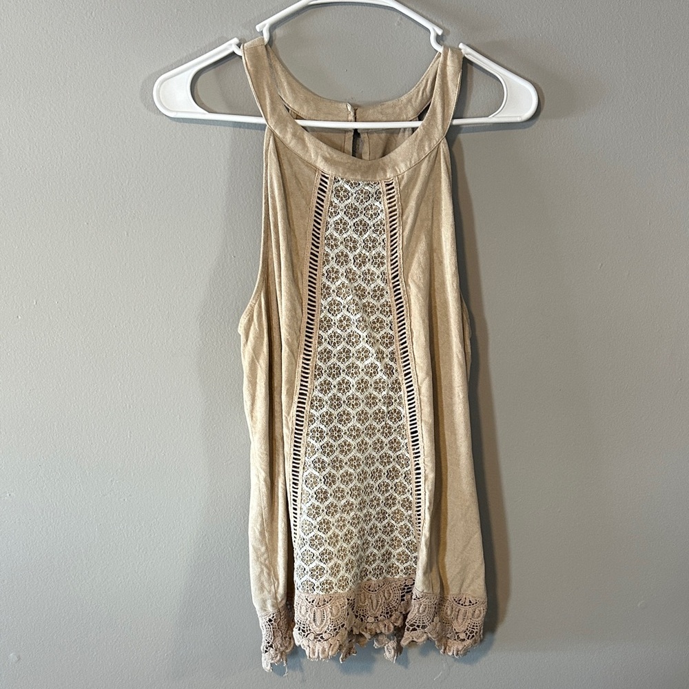 Maurices Tan Lace Detail Tank Top